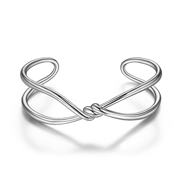 ELLE Twist Open Cuff Bangle Size 6.75 - Silver