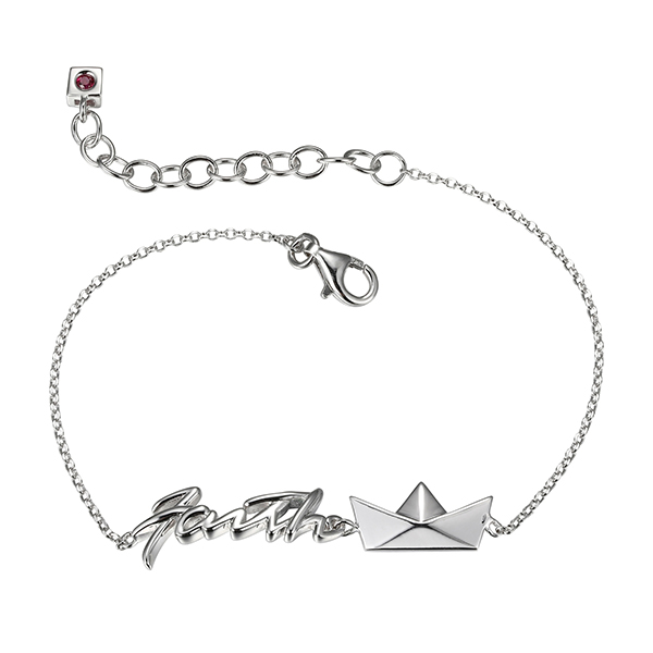 ELLE Origami Ship and Faith Bracelet Size 6.5 - Silver