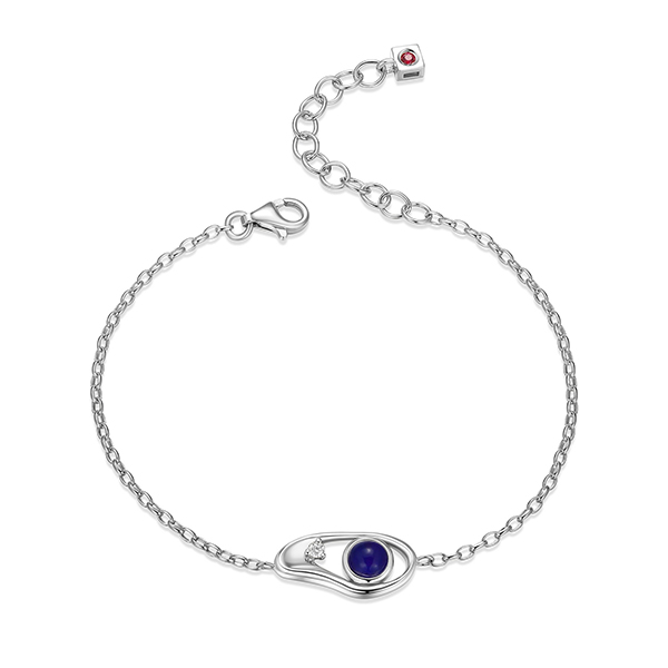 ELLE Satellite Opal and Moissanite Kidney Shape Size 6.5  Bracelet - Silver
