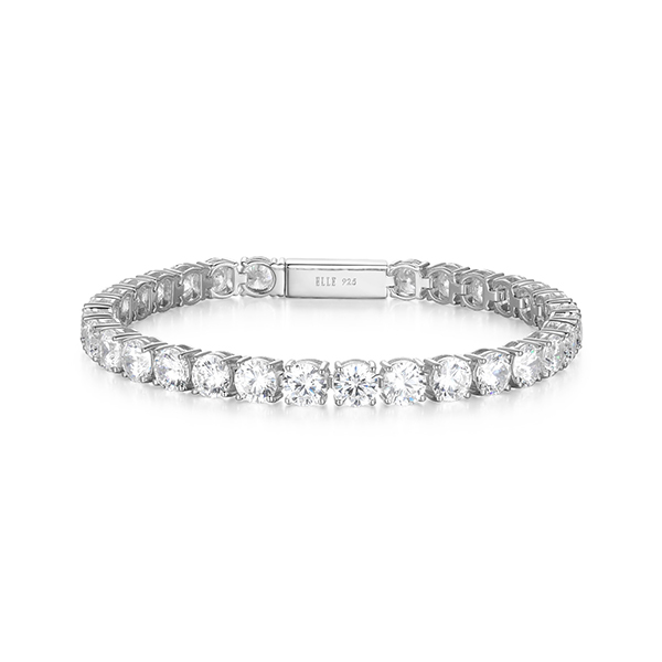 ELLE Starburst Cubic Zirconia Circle Tennis Bracelet Size 7.25 - Silver