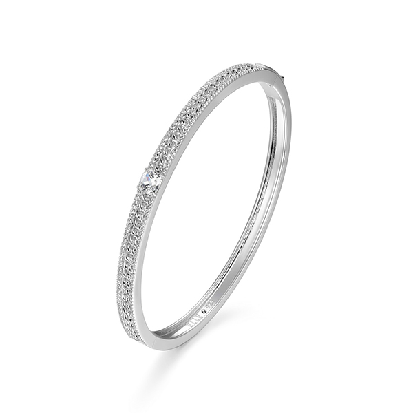 ELLE Weave Created Sapphire Hinge Bangle Size 6.75 - Silver