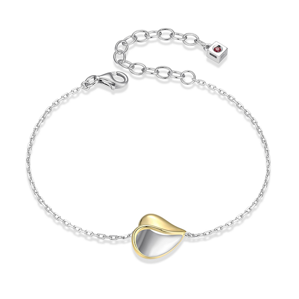 ELLE Amour High Polished Heart Two Tone Bracelet Size 6.5