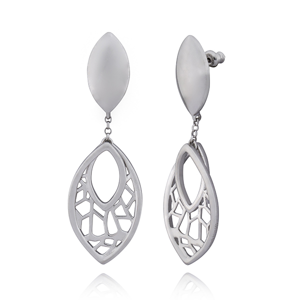 ELLE Butterfly Maquise Drop Post Earrings - Silver