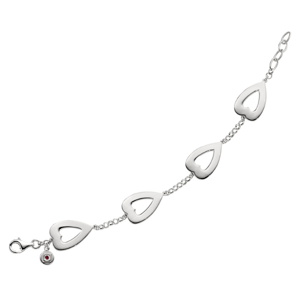 ELLE Heart of Hearts Open Heart Station Bracelet Size 7.5 - Silver
