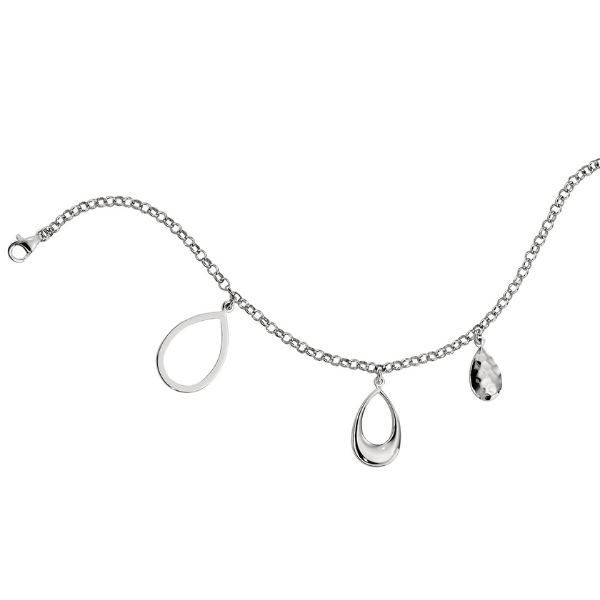 ELLE Sleek Teardrop Charm Bracelet Size 8.5 - Silver