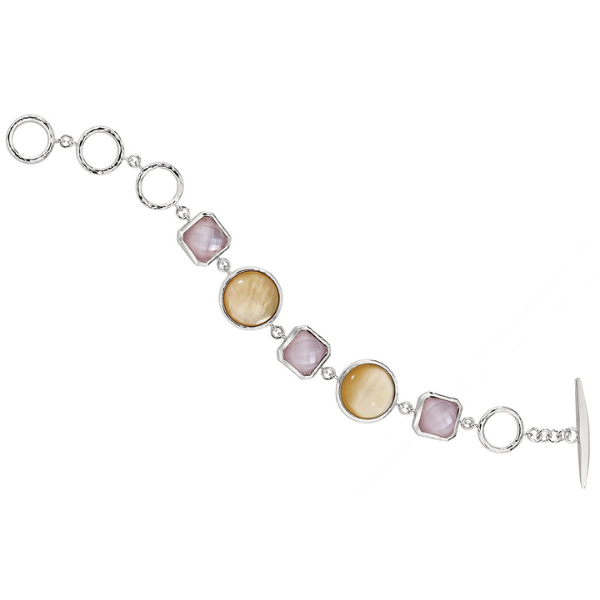 ELLE Sunrise Mother of Pearl and Crystal  Doublet Braccelet Size 8 - Silver