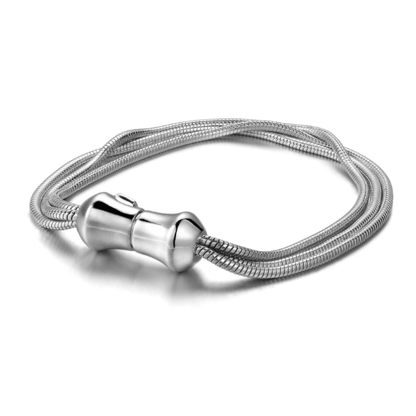 ELLE Bamboo Mulit-Strand Magnetic Closure - Silver
