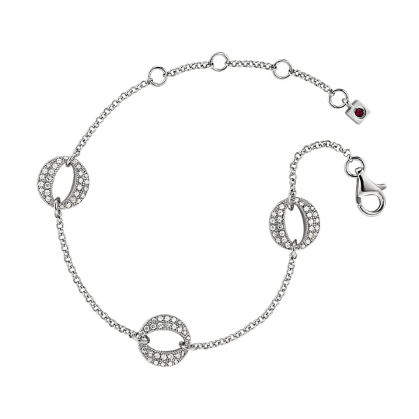ELLE Portal Micro Pave Open Circle Station Bracelet Size 6.5 - Silver