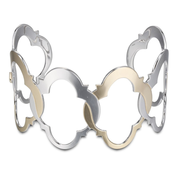 ELLE Compass Rose Cuff Two Tone Bracelet Size 7 - Silver