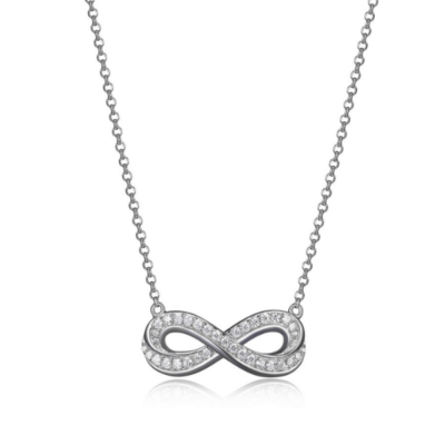 ELLE Scintillation Cubic Zirconia Infinity Pendant Necklace - Silver