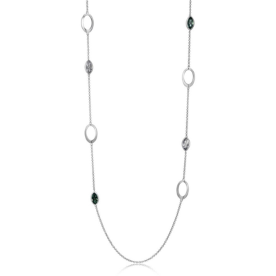 ELLE Expression Erinite Swarovski Crystal Station Necklace - Silver