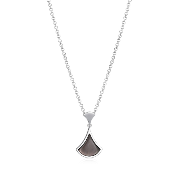 ELLE Delta Triangular Mother of Pearl and CZ Necklace - Silver