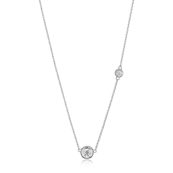 ELLE Bubble Cubic Zirconia Bezel Set Necklace - Silver