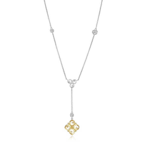 ELLE Venice Lariate Filigree Two Tone Necklace