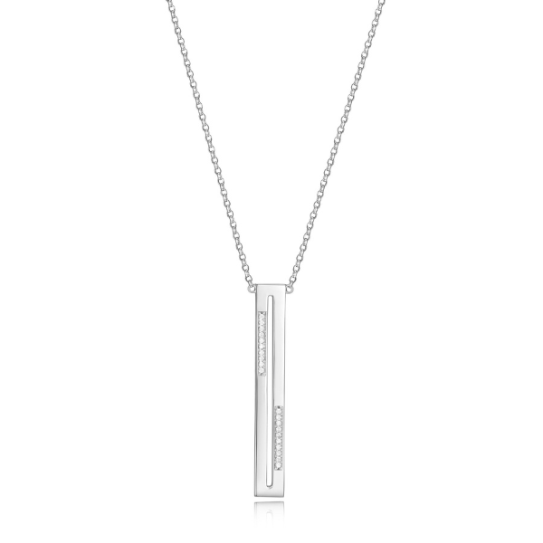 ELLE Horizon Cubic Zirconia Stick Long Necklace - Silver