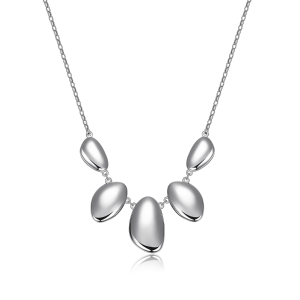 ELLE Pebble Five Oval Station Necklace - Silver