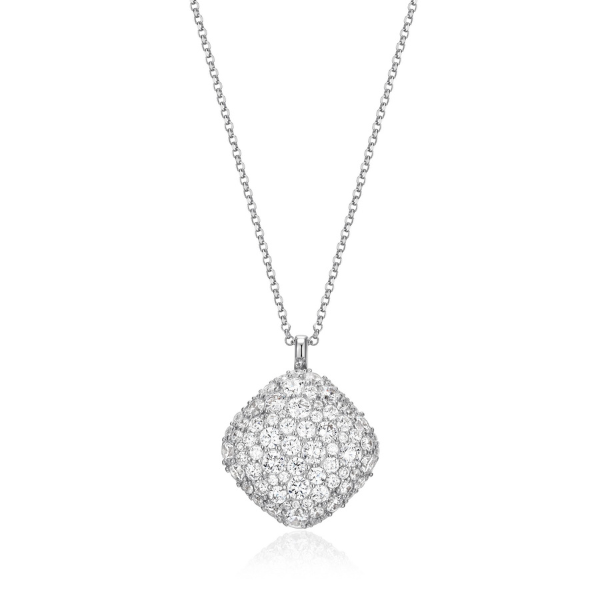 ELLE Glimmer Cubic Zirconia Rhombus Pendant Necklace - Silver