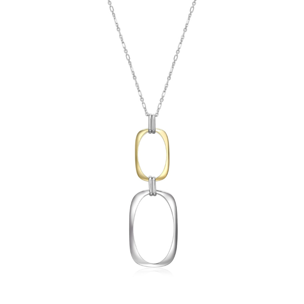 ELLE Allure Rectangular Link Two Tone Pendant Long Necklace