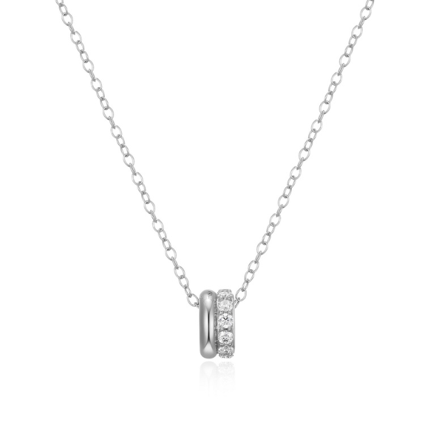ELLE Goddess Cubic Zirconia and Silver Double Row Necklace - Silver