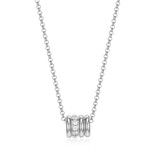 ELLE Goddess Cubic Zirconia and Silver Four Row Necklace - Silver