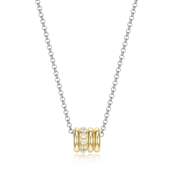 ELLE Goddess Cubic Zirconia and Silver Four Row Two Tone Necklace