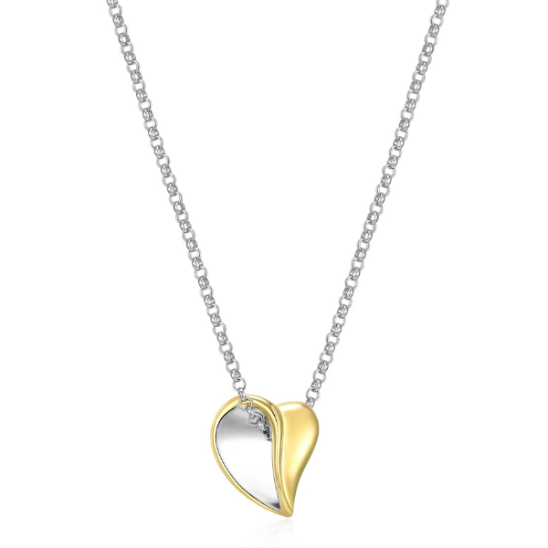 ELLE Amour Heart Pendant Two Tone Necklace