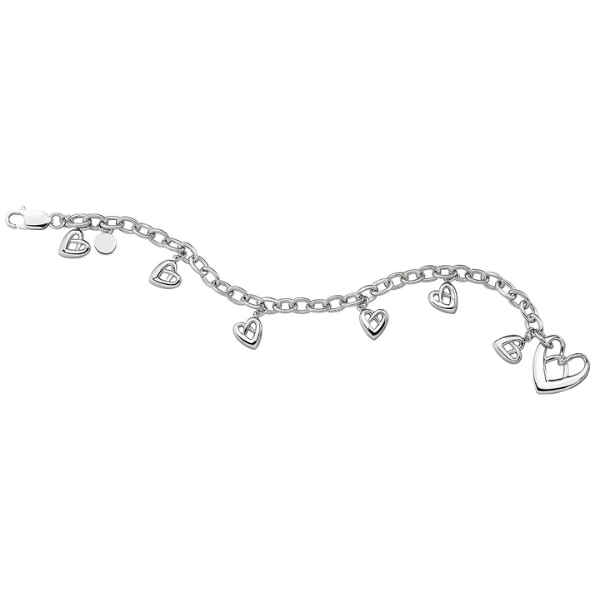ELLE Enrapture Heart Charm Bracelet Size 8 - Silver