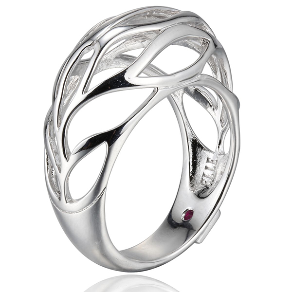 ELLE Sterling Silver Cut Out Dome Ring Size 7 - Silver