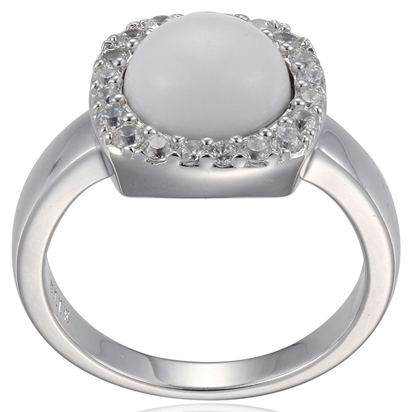 ELLE Sterling Silver White Agate Ring Size 7 - Silver