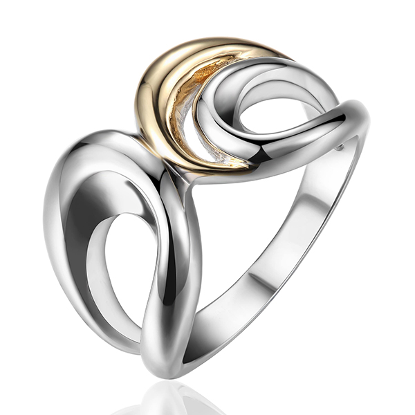 ELLE Sterling Silver Two Tone Swirl Ring Size 7