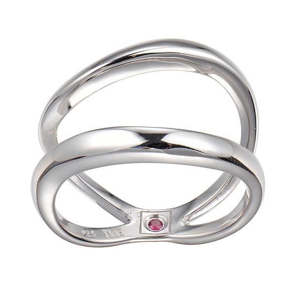 ELLE Sterling Silver Polished Open Ring Size 7 - Silver