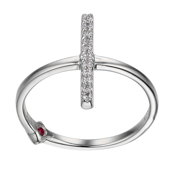 ELLE Sterling Silver Thin Cubic Zirconia Bar Ring Size 7 - Silver