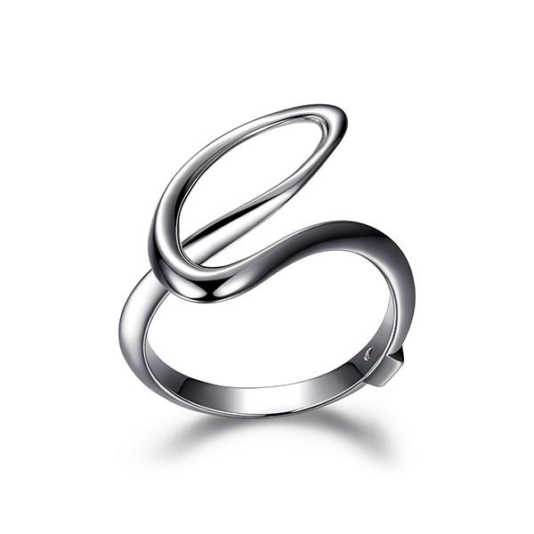 ELLE Sterling Silver Polished Loop Ring Size 6 - Silver