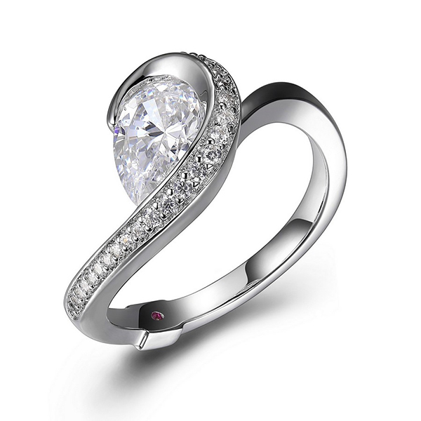 ELLE Sterling Silver Cubic Zirconia Swirl Ring Size 7 -Silver