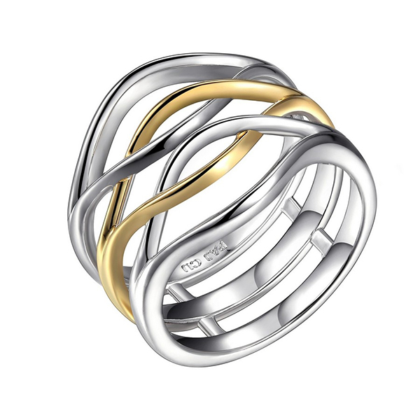 ELLE Sterling Silver Two Tone Interlock Ring Size 7