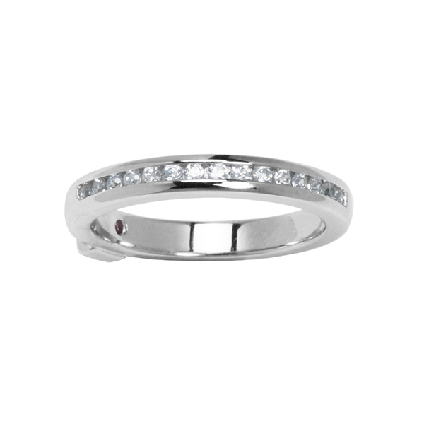 ELLE Sterling Silver Channel Set Cubic Zirconia Band Size 6 - Silver