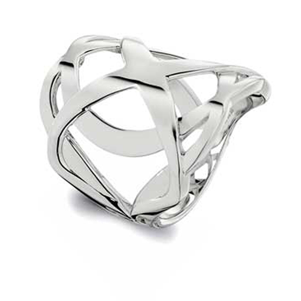 ELLE Sterling Silver Ethereal Wide Ring Size 7 -Silver