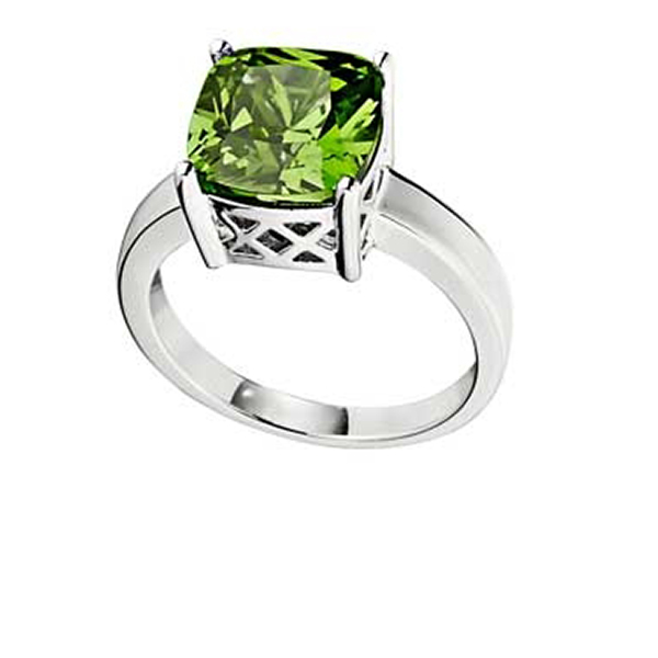 ELLE Sterling Silver SPECTRUM Olive Cubic Zirconia Ring Size 7 - Silver