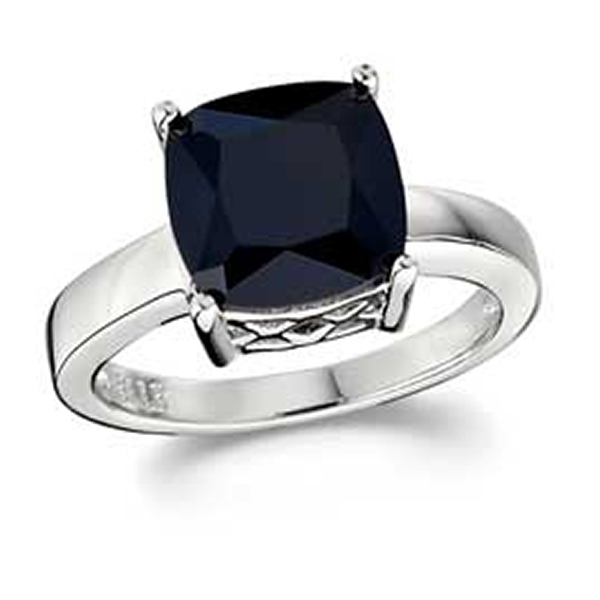 ELLE Sterling Silver SPECTRUM Black Cubic Zirconia Ring Size 7 - Silver