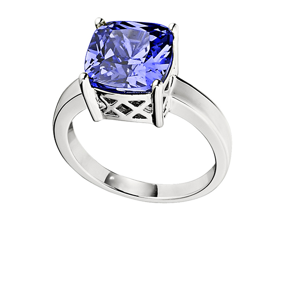 ELLE Sterling Silver SPECTRUM Tanzanite Cubic Zirconia Ring Size 6 - Silver