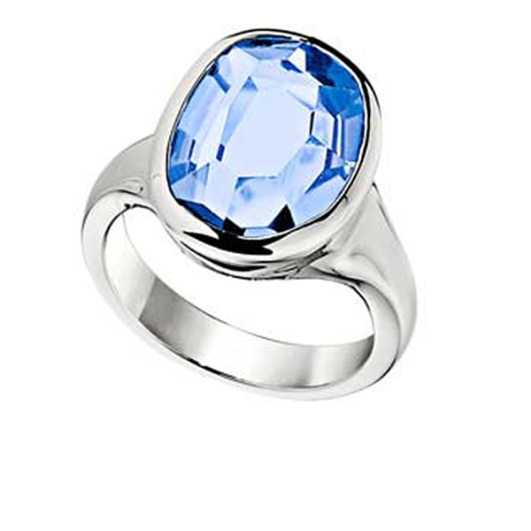 ELLE Sterling Silver Simulated Blue Quartz Ring Size 7 - Silver