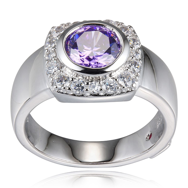ELLE Sterling Silver RADIANCE Purple Cubic Zirconia Ring Size 6 - Silver