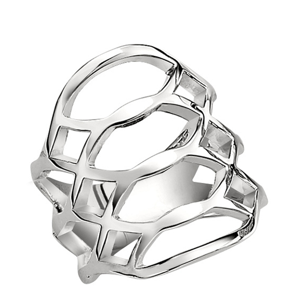 ELLE Sterling Silver Latitude Ring Size 6 - Silver