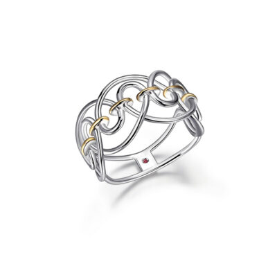 ELLE Sterling Silver Infiniti Link Two Tone Ring Size 7