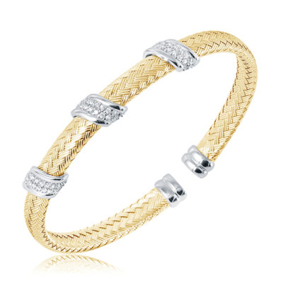 Charles Garnier Sterling Silver MADISON Cubic Zirconia Two Tone Cuff