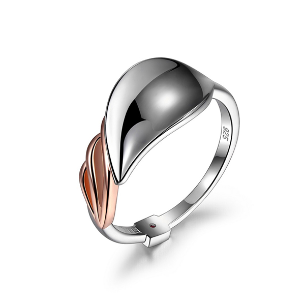 ELLE Sterling Silver Two Tone Petal Ring Size 7