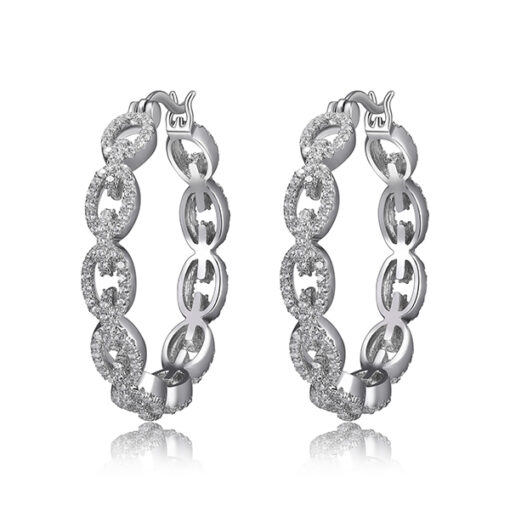 Charles Garnier Sterling Silver DIAMONIQUE Cubic Zirconia Oval Link Hoop Earrings - Silver