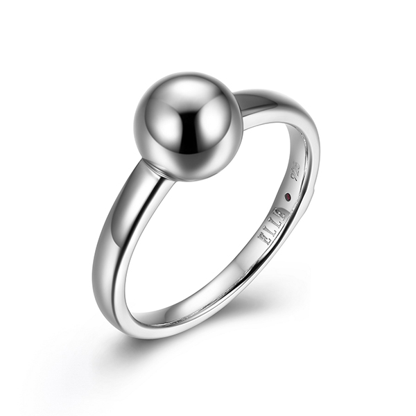 ELLE Sterling Silver ORB One Bead Ring Size 6 - Silver