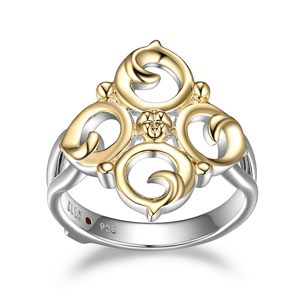 ELLE Sterling Silver VENICE Filigree Two Tone Ring Size 6