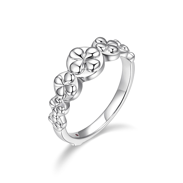 ELLE Sterling Silver VENICE Clover Motif Ring Size 6 - Silver